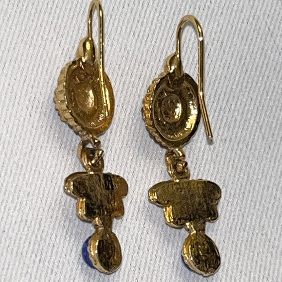 Gold-plated & blue stone dangle earrings, "Tuscan Sky" by National Geographic - Picture 9 of 12